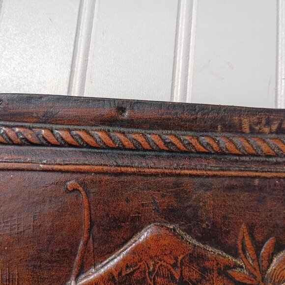 Angel Pazmino Tooled Leather Chair Seat Replacement Parts Warrior with Bow Vtg - Picture 16 of 16